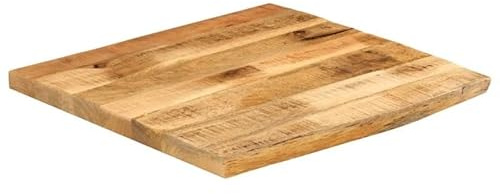 Eleganz Mesa de madera de mango maciza de 60 x 60 cm - Acabado rugoso natural para decoración rústica, tablero de madera de mango maciza con borde de árbol, duradero y respetuoso con el medio ambiente