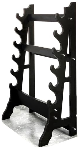 LYVQZPWLR Sword Katana Holder Stand， Wooden Multi-Tier Floor-Standing Sword Rack Black 80-120cm for Katana Bokken Tai Chi(80cm)
