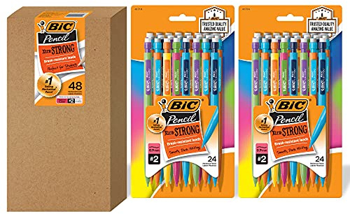 BIC Xtra-Strong Mechanical Pencil, Colorful Barrel, Thick Point (0.9mm), 48-Count
