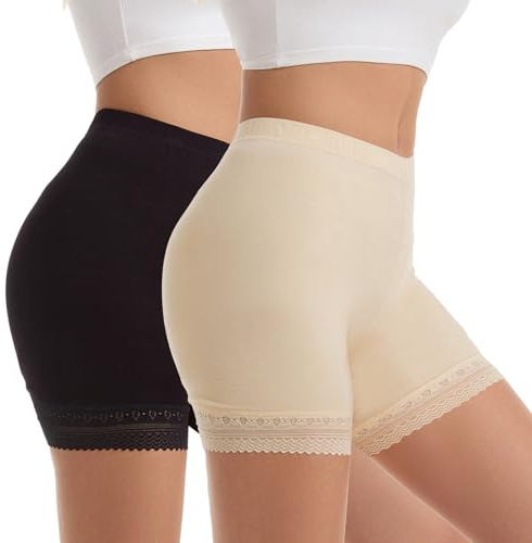 Vinconie Leggings Cortos Mujer Encaje Pantalones Interiores para Vestidos