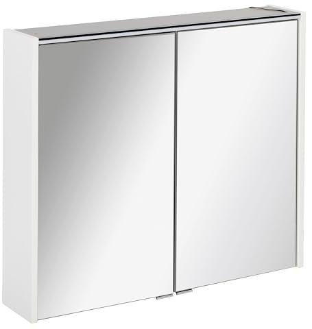 FACKELMANN zweitüriger Spiegelschrank Bad LED Beleuchtung 80 cm weiß matt Denver