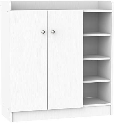 HOMCOM Mueble Zapatero de 2 Puertas Zapatero Estrecho con Estantes Ajustables para 12 Pares de Zapatos para Pasillo Entrada 83x30x90 cm Blanco