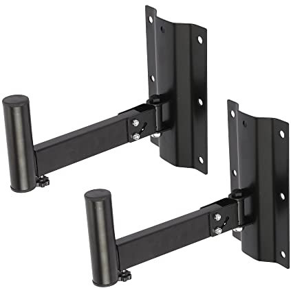 aleawol Confezione da 2 Supporti da parete per altoparlanti, girevole a 180° (sinistra/destra), inclinazione a 60°, Supporto da parete per altoparlanti fino a un massimo di 40 kg, Nero