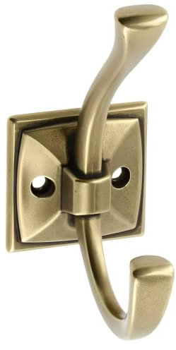 Gedotec Garderoben-Haken Metall Messing antik I KARO I Aufhänger Tiefe: 75 mm I 1 Stück Kleiderhaken I Wand-Garderobe zum Schrauben I Mantelhaken Modern I Design Wandhaken mit Befestigungsmaterial