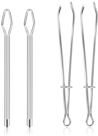 4 Stück Einfädler Tweezer Werkzeug, Elastische Kordel Stahl Einfädler, Durchziehnadeln Einfädler, Elastikband Einfädelhilfe Haushalt, Crafting-Seil-Schnur Ziehen Gewindewerkzeug, für DIY Nähen Basteln