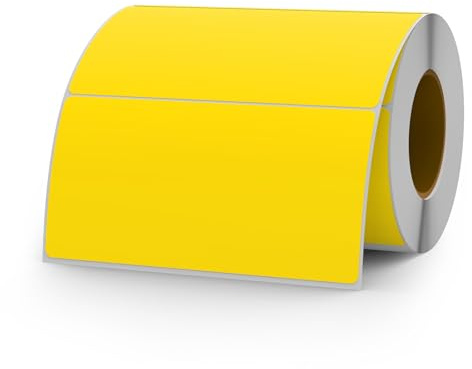 YIKIADA Etiquetas amarillas de 50 × 100 mm, autoadhesivas, de vinilo, pegatinas de colores, resistentes al agua, nombre autoadhesivo, rollo para mudanza, oficina, almacén, casa, 500 unidades