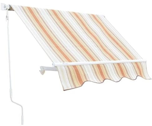CILVANI TENDA DA SOLE A CADUTA CON MANTOVANA SENZA CASSONETTO 300X250 250X250 100X250 BRACCI REGOLABILI TESSUTO IMPERMEABILE (300X250 RIGATO BEIGE)