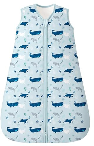 Unnivoll Schlafsack Baby Winter 2,5 Tog Baby Schlafsack 18-24 Monate Baumwolle Babyschlafsack Neugeborene Winterschlafsack Baby Warm und Weich 90 cm für Jungen Mädchen Hai
