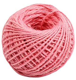 IkErna Cordel de Cáñamo Colorido de 2 Mm, Cordón de Embalaje de Cuerda de Yute Artesanal para Envolver Regalos Y Jardinería, Longitud 50 Metros/Pink