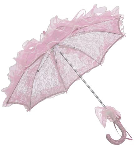 Tomotato Vintage Spitzen-Sonnenschirm, Gothic Spitzen Blumen Regenschirm Hochzeit Braut-Spitzenschirm für Hochzeit Feier Fotografie Prop Regenschirm(Rosa)