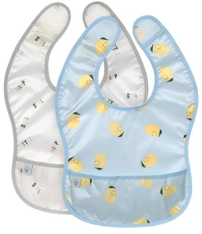 Lässig Baby Bib Set 2 pcs. avec protection anti-chute hydrofuge fermeture autoagrippante/Lightweight Bib Happy Fruits Lemon