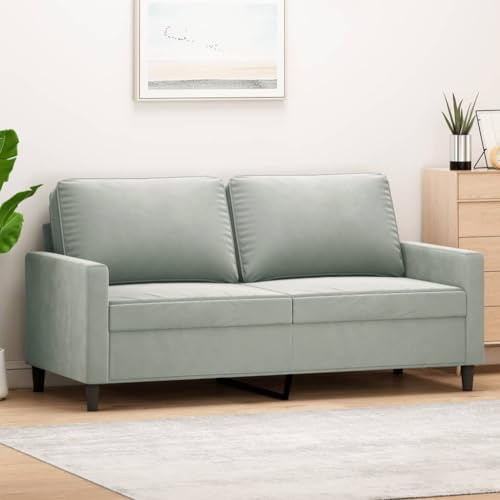IKAYAA Sofá de 2 Plazas con Respaldo Patas de Madera Sofá de Salon de Terciopelo Sofá Chaise Longue Moderno para Salon Oficina 140 cm Gris Claro 3031950_es