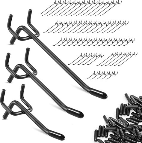 Nivithi 60 Piece Tool Wall Hook Set, 15/10/5 cm Metal Hooks for Garage and Workshop, Compatible with Perforated Wall 2.5 cm Spacing, Accessories for Tool Holders and Storage Systems