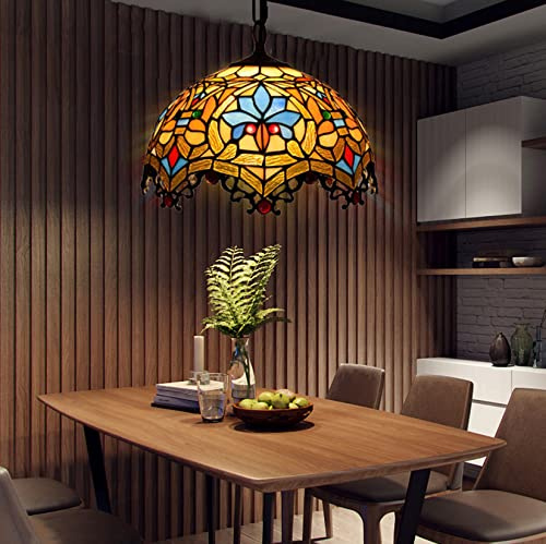YRYRYW Lampada a Sospensione in Vetro Color Barocco, Arte in Stile 12 Pollici lampadario Vintage Europeo Europeo per l'isola della Cucina, Sala da Pranzo, corridoio, E27 Household faucets