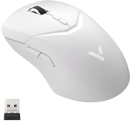Rapoo VT9Pro Ratón Gaming Inalámbrico, Sensor Paw 3398, 26000 dpi, 1 ms Respuesta, Súper Ligero, hasta 160 Horas de Batería, 10 Botones Programables, Memoría Integrada, Blanco