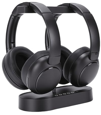 Annadue Auriculares Inalámbricos Duales para TV, Auriculares TV Inalámbricos para Personas Mayores con Base de Carga Transmisor, Sin Retardo de Audio Bluetooth V5.4, Sonido Estéreo HiFi