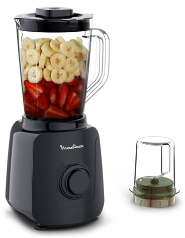 Moulinex Blendforce Essential, Blender, 450 W, Résultats lisses, 2 vitesses + Mode Pulse, Glace pilée, Bol de 1,85 L, LM4118F0, Bleu Nuit