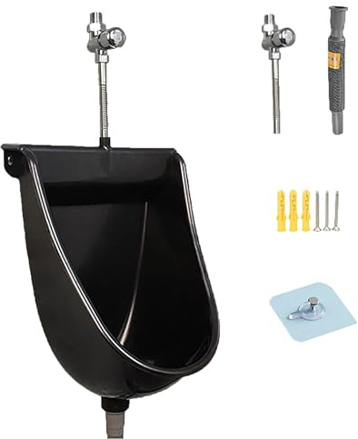 Urinarios de plástico de pared para hombres, desviador de orina para inodoro exterior, urinario para adultos en garaje, sótano y patio(Nero)