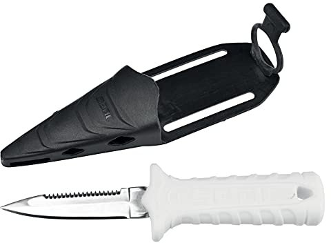 SEAC Samurai Coltello Sub per Pesca in Apnea e Immersione Subacquea, Pugnale Subacqueo con Fascia in Velcro Unisex Adulto Bianco 7 cm
