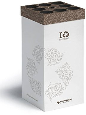 5 CONTENITORI CART-ONE caffè: contenitore in cartone ecocompatibile per la raccolta dei bicchieri da caffè e dei bastoncini, completo di 10 sacchi