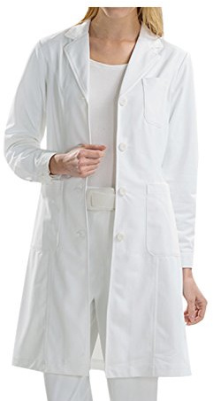 BSTT Femme Blouse de Laboratoire Blanc Vêtements de Travail Uniformes Nouvelle amélioration Manches boutonnées Mince S