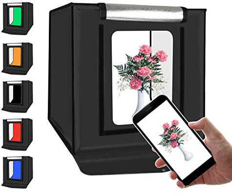 PULUZ Portable Photo Studio Box 24inch/ 60cm, Big Photo Shooting Tent Box Kit Foldable Large Photography Light Box with 2×60pcs LED Lamp Beads, 6 Colors Backdrops, soft light cloth (60cm Light Box)
