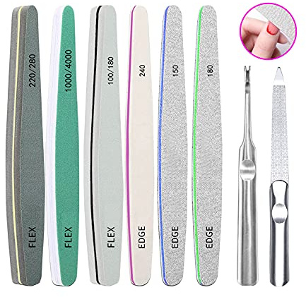 Nail Files 8 Pcs Professional Nail File and Buffer Block Set Manicure Nail Art Tools Double-sided Emery Board for Nail Trimming Grinding Polishing Shining