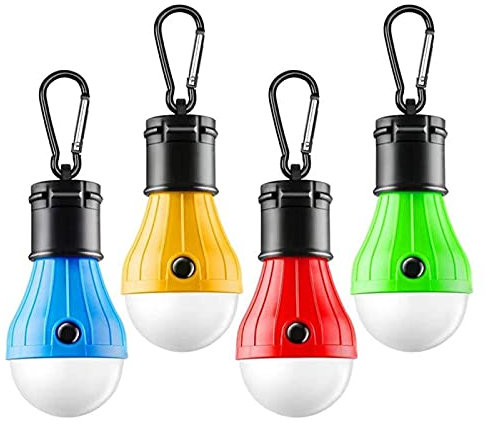 URCheers Campinglampe, 4xLED Camping Laterne, Camping LED Campinglampe mit Karabin-e-r Camping Lantern Zeltlampe Glühbirne Set, Wasserdicht Camping Licht für Camping, Angeln, Notfall, Stromausfall