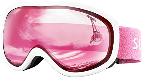 Supertrip Occhiali da sci da uomo e donna, occhiali da snowboard per portatori di occhiali OTG, sferici, a specchio, protezione UV400, antiappannamento, compatibile con casco da sci, snowboard,