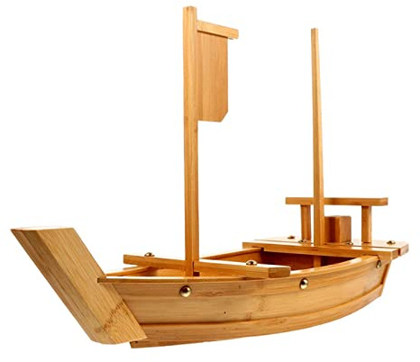 WINIAER 24 Inch Wooden Sushi Boat Serving Tray, Large Sushi Boat Plate for Sashimi Board Seafood Party, Great for Sushi Restaurant or Home (24inch/61cm)