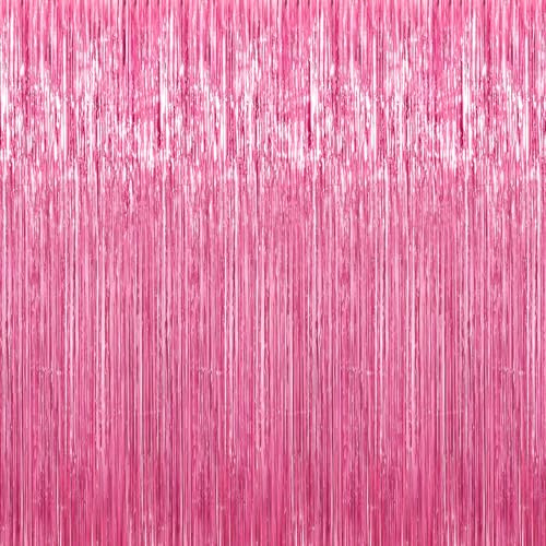 3 Pack 3.3 x 9.9 ft Pink Foil Fringe Curtains Streamers Party Decorations