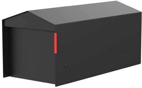 Olio Home Mailbox | Modern Design Thompson Roof Top Post Mount Mail Box | 20.5” x 9.2” x 8.5” | Galvanized Steel Mailboxes for Outside | Black