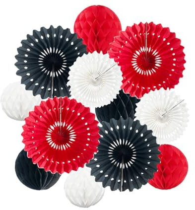 12 bolas de panal de abeja de 6 pulgadas y 8 pulgadas, abanicos de papel de seda, abanicos de bola de panal, pompones de papel para colgar en la pared, para fiestas, baby shower, cumpleaños, boda