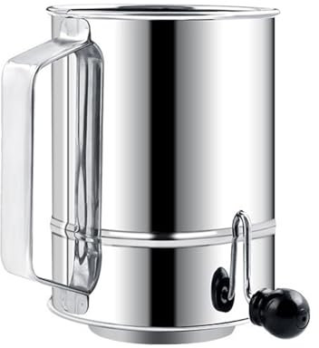 Jasfyee Tamis Cuisine,Acier Inoxydable Tamis Farine,Tamiseur De Farine Manuel Tamis À Farine Rotatif À Mailles Fines Et Batteur À 2 Fils Pour Tamiser Rapidement La Farine, Le Cacao En Poudre, Le Sucre