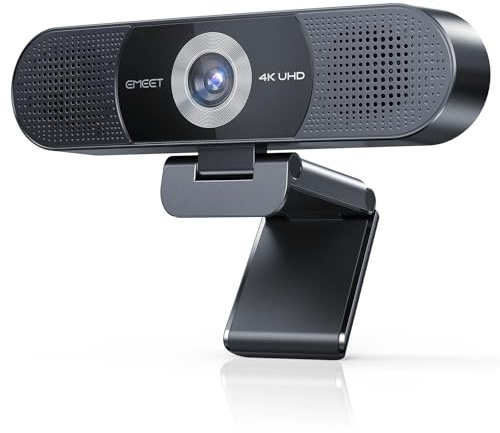 EMEET C980 PRO 3-in-1 4K Webcam with Microphone and Speaker, 60°-98° Wide Angle Webcam w/ 4 Noise Cancel Mics, 2 Speakers, Fixed Focus, Magnetic Privacy Cover, Great for Group and Personal Video Calls