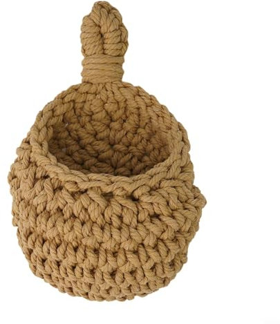 Bulevisiter Cesto portaoggetti da parete, realizzato a mano, porta verdure, frutta, patate, fatto a mano, in corda di iuta e cotone, organizer da appendere per frutta e verdura (A(14 x 21,5 cm)