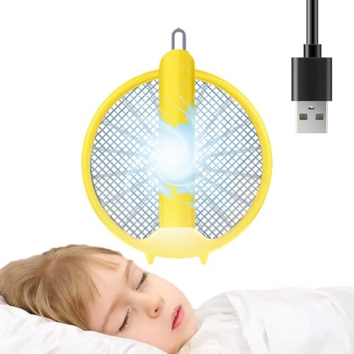 Swatter de Mosca eléctrica: Raqueta de Moscas USB Plegable con cuadrícula de Alto Voltaje | Zapper de Insectos Recargable para protección Interior y Exterior, Remo de de para Acampar
