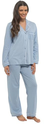 INSIGNIA Ladies Button Up Soft Cotton Blend Traditional Pyjamas