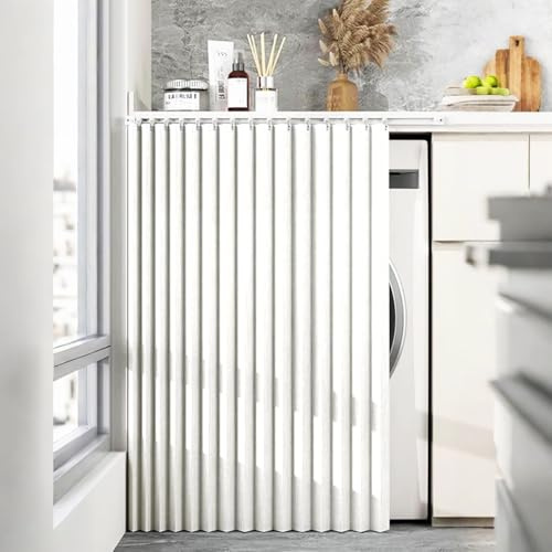 Cortinas Plegables Personalizables para armarios de Cocina, Ideales para armarios sin Puerta-White- W150cmxH240cm