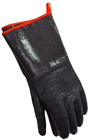 TOBBOMEY Guantes de Cocina Resistentes al Calor y Protección para Horno y Barbacoa Antideslizantes y Aislantes Duraderos para Uso Microondas y Camping Negro