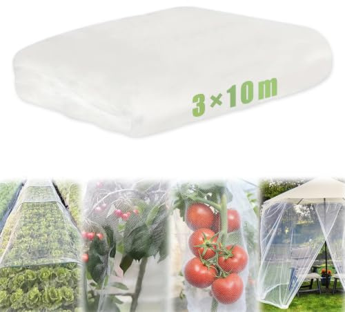 Feegela fågelskyddsnät 3 x 10 m, grönsaksskyddsnät finmaskigt 0,8 x 1 mm | Växtskyddsnät, insektsskyddsnät av hållbart PE för upphöjda sängar, fruktträd och trädgård