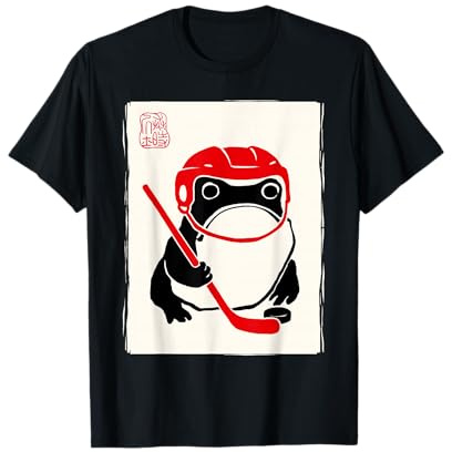 Ice Hockey Japanese Grumpy Frog Funny Hockey T-Shirt