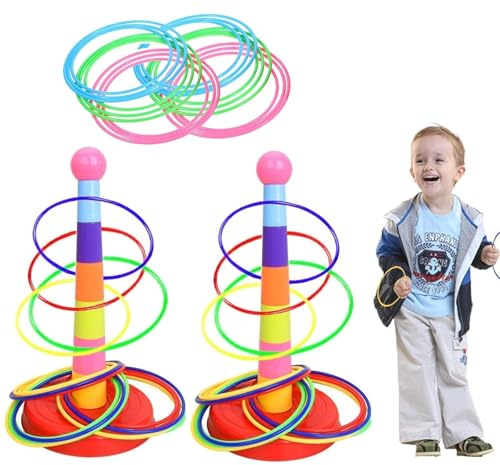 38 Pcs Ring Toss Game Set for Outdoor & Indoor, Fun Party Games for Adults, Colorful Tossing Toys for Backyard, Active Play. Suitable for people aged 14 or above.