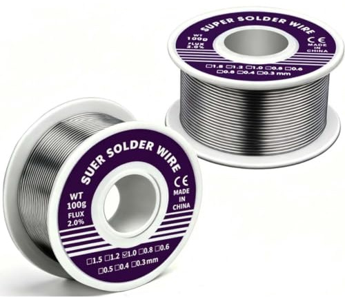 2 pezzi di stagno per saldatura con flusso, filo per saldatura a bassa temperatura, 1 mm, 100 g, senza piombo, con nucleo di colofonia, filo per saldatura senza piombo, stagno, per saldatura