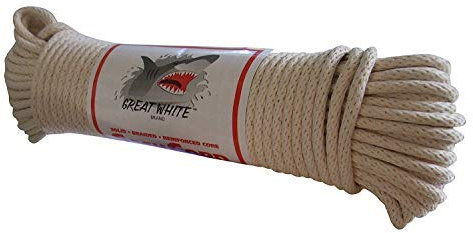 GREAT WHITE Sash Cord #6 100ft. Hank Natural White, 3/16 x 100', Made in USA, Cotton, Tie Down, Camping, Rigging, Crafts, Theatre, Window Replacement, Entertainment Grade, Rope,DIY & Home Improvement