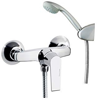 Ramon Soler 60D301076 Cártago - Grifo de bañera con teleducha de 1 función ABS anti-cal, acabado cromado Diamond Finish, ahorro de agua S2 del 50%, limitador en temperatura y anticorrosión patentado