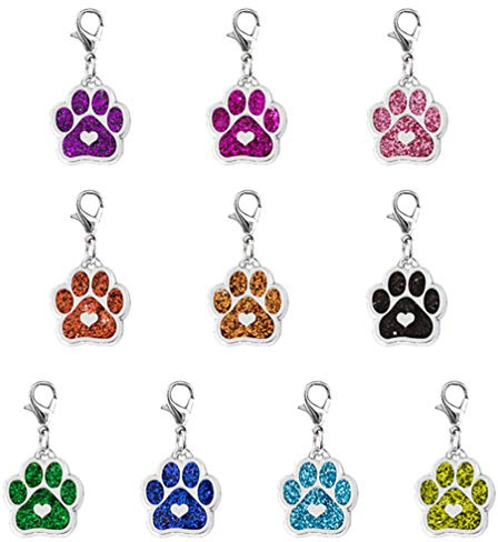 MILISTEN 10 stycken katt hund tass emalj berlocker med karbinhake nyckelkedja glitter smycken infattning för gör-det-själv smycken tillverkning halsband armband