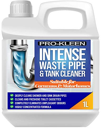 Pro-Kleen Intense Waste Pipe and Tank Cleaner For Caravans and Motorhomes (1 Litre) - Deeply Cleans Shower & Sink Drain Pipes - Cleans & Freshens Toilet Cassettes - Eliminates Unpleasant Odours