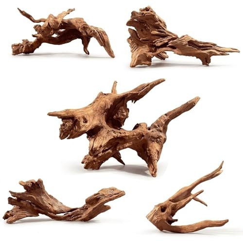 WDEFUN Natural Driftwood for Aquarium Decor, 5-Piece 5''-8'' Large Driftwood for Decorations on Fish Tank, Reptiles Bearded Dragon Accessories or Air Plants