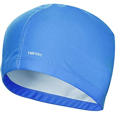 Badekappe Bademütze PU Beschichtet Weiche Badehaube Ohrenschutz Schwimmhaube Schwimmkappe für Herren Damen Lange Kurzes Haar (1xKönigsblau)